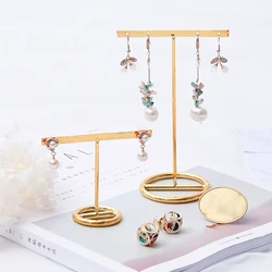 Earring Holder Metal Jewelry Display Shelf Golden Color Ring Necklace Hang Rack