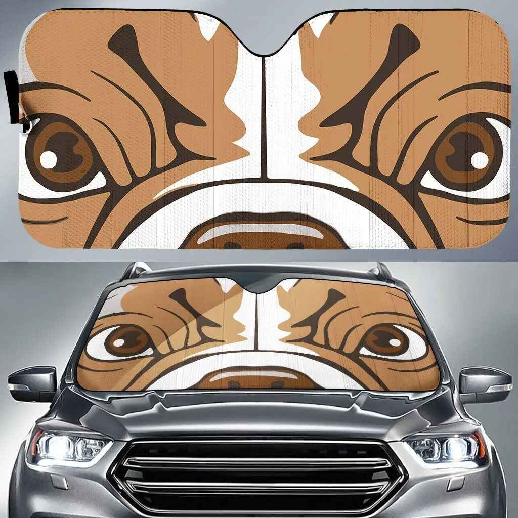 Funny Bulldog Cartoon Eyes Custom Car Windshield Sunshades Car Interior Fashion Decor Front Windshield Sunshade for Vehicle 2021