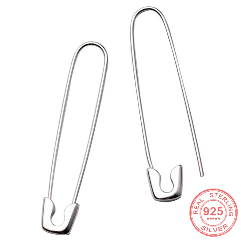 

1 Pair PUNK Rock Men Brief Earring Unisex S925 Silver Small Safety Pins Puncture Unique Stud Earring for Women delicate Jewellry