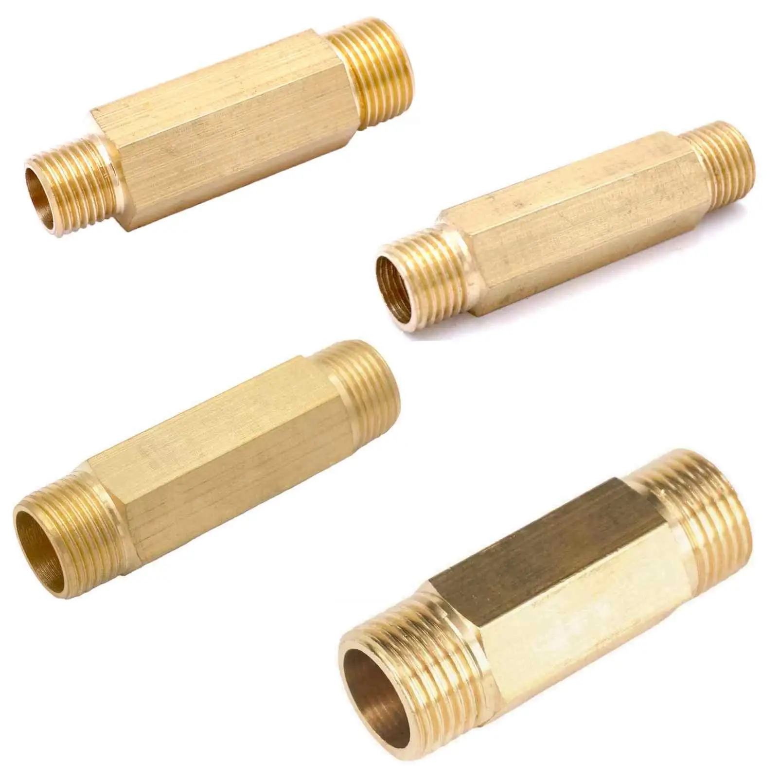 

1/8" 1/4" 3/8" 1/2" BSPP Male Equal Reduce Lengthen Brass Pipe Adapter Fitting Total Length 60mm