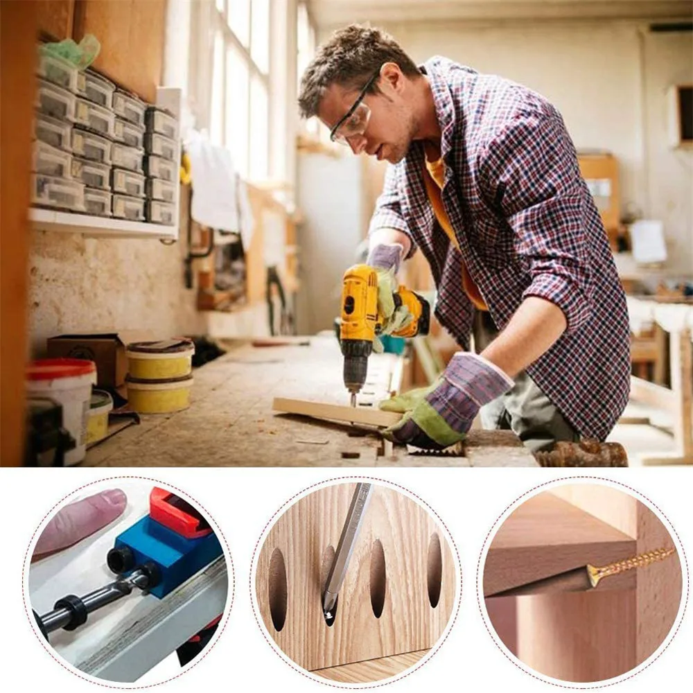Alat pertukangan DIY, Woodworking miring lubang Locator 15 derajat sudut pemandu bor bit saku lubang Jig Kit Set