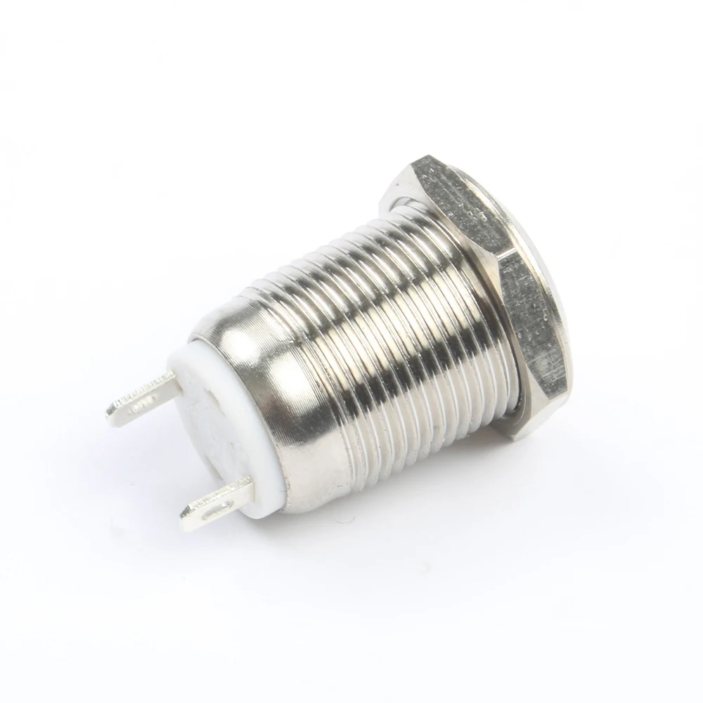 8mm 10mm 12mm High flat spherical ball head round metal Chrome push button switches With LED pin NO NC teminal