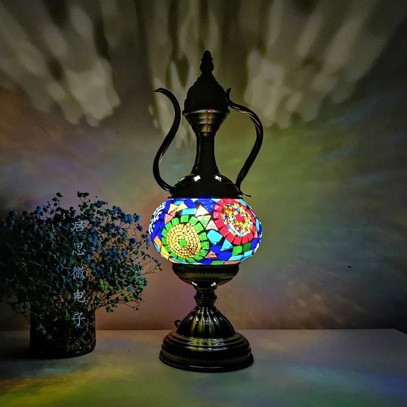 Newest E14 Hand-inlaid Glass Morocco Style Mosaic Light Bedroom Living Room Decorative Table Lamp Turkish Lampe