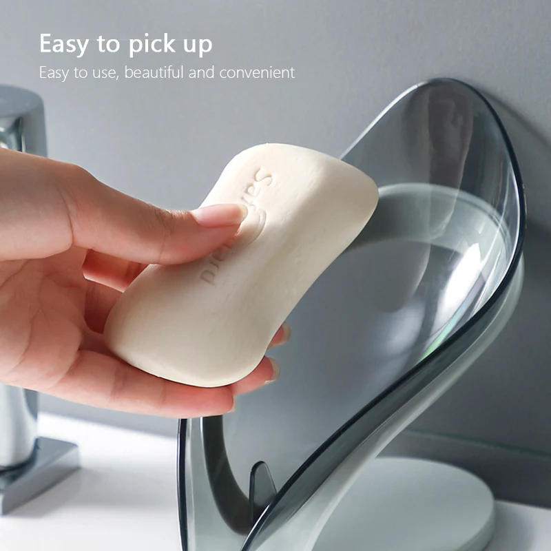 Bathroom Supplies Bathroom Shower Soap Holder Leaf Shape Soap Box Drain Soap Holder Box sponge Storage Plate Tray Bathroom Gadg