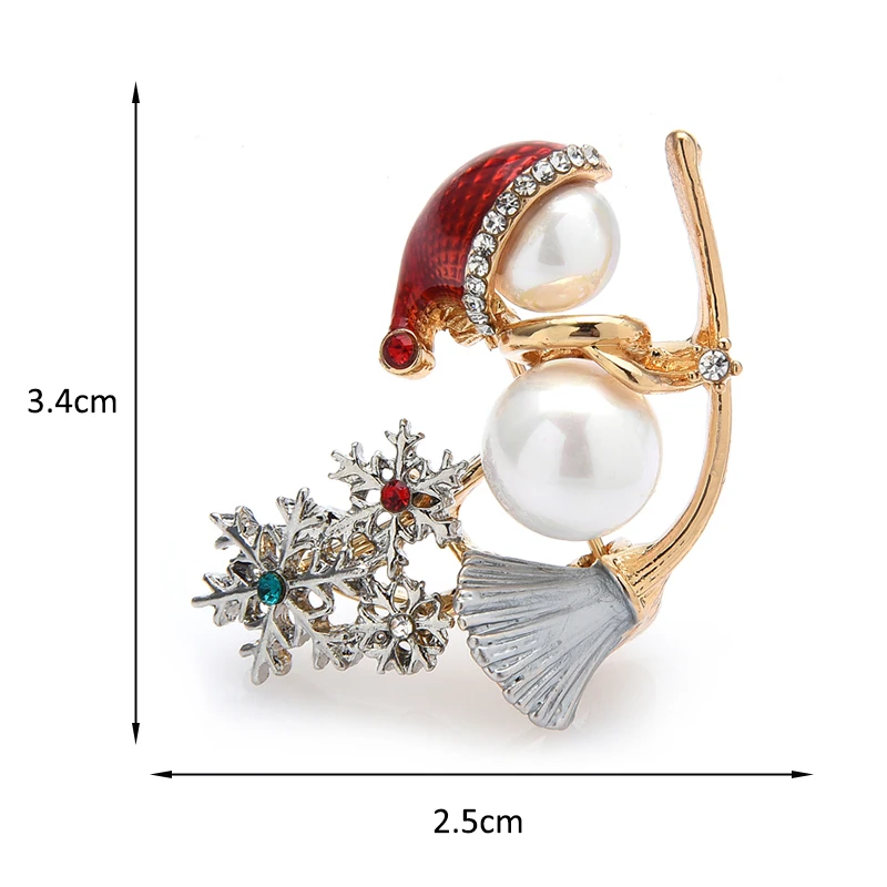 Wuli&baby Witch On a Sweep Brooches Simulated-pearl Chritmas Snowman Rhinestone Snowflake 2021 Women Brooches Gift Pins