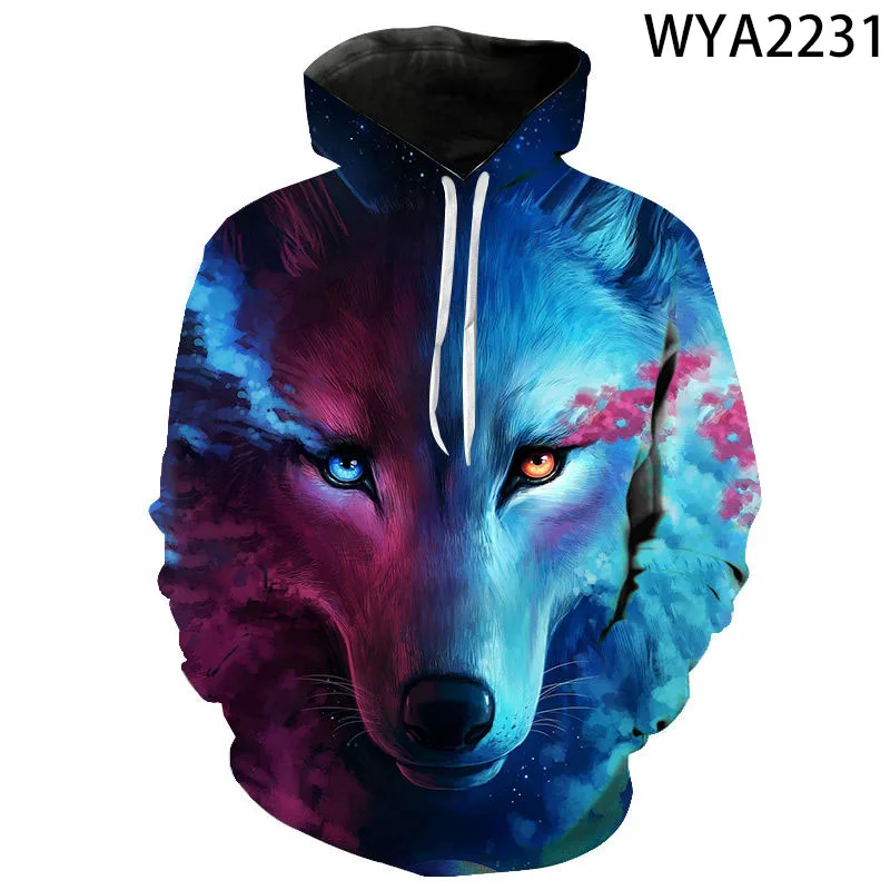 Wolf Hoodies 남자 여자 어린이 3D 프린트 스웨터 소년 소녀 키즈 풀오버 패션 운동복, 동물 스트리트웨어 풀오버 코트