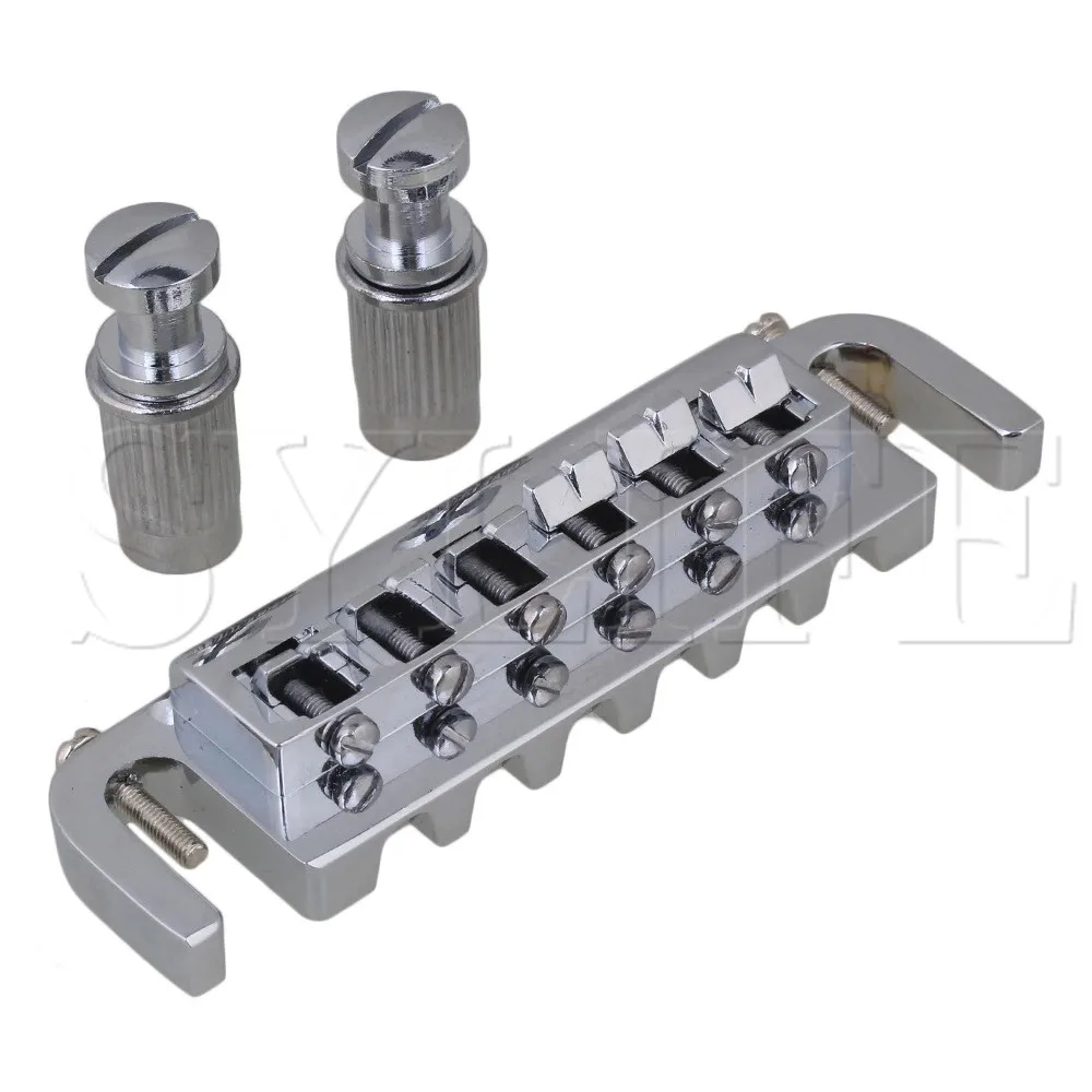 6 String Zinc Alloy Electric Guitar Bridge Tailpiece with Mounting Studs Silver