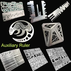 Military Model Tool Carved Texture Punched Circle Drawing Auxiliary Ruler for Engraving Stainless Steel