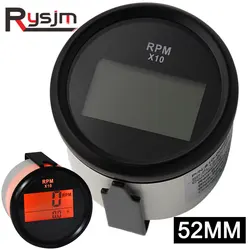 Digital 52mm Tachometer 0-9990 RPM Meter with Hour Pulse Signal 9~32V White Electrical Tachometer Gauge For Diesel Motor Engine