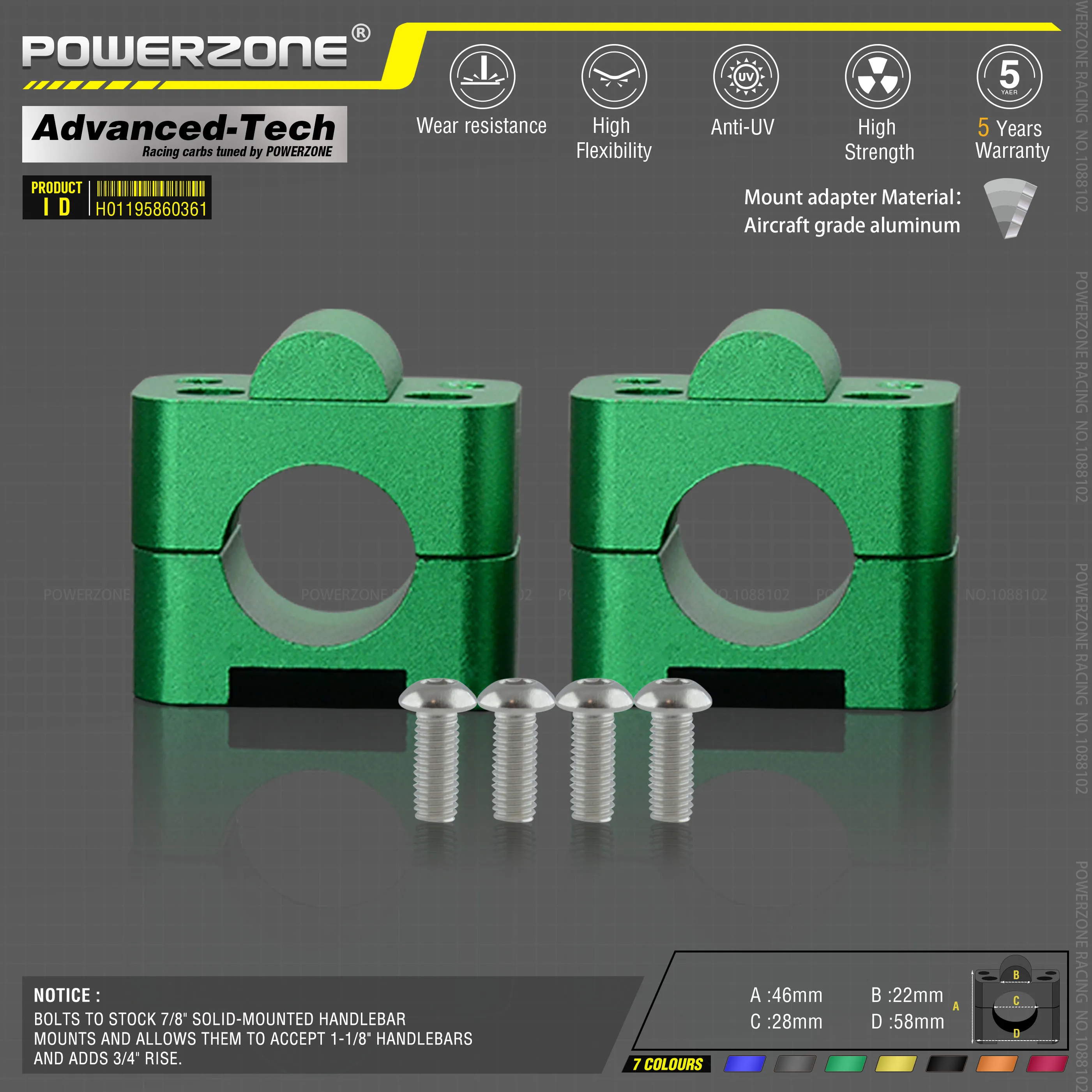 Aluminum Alloy Clamps for Motorcycle 22mm 7/8\
