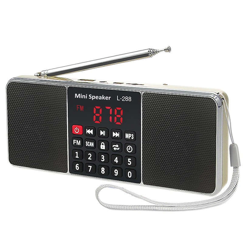 EONKO Super Bass Stereo FM Radio Speaker L-288 with TF USB AUX Lock Button Rechargeable Battery