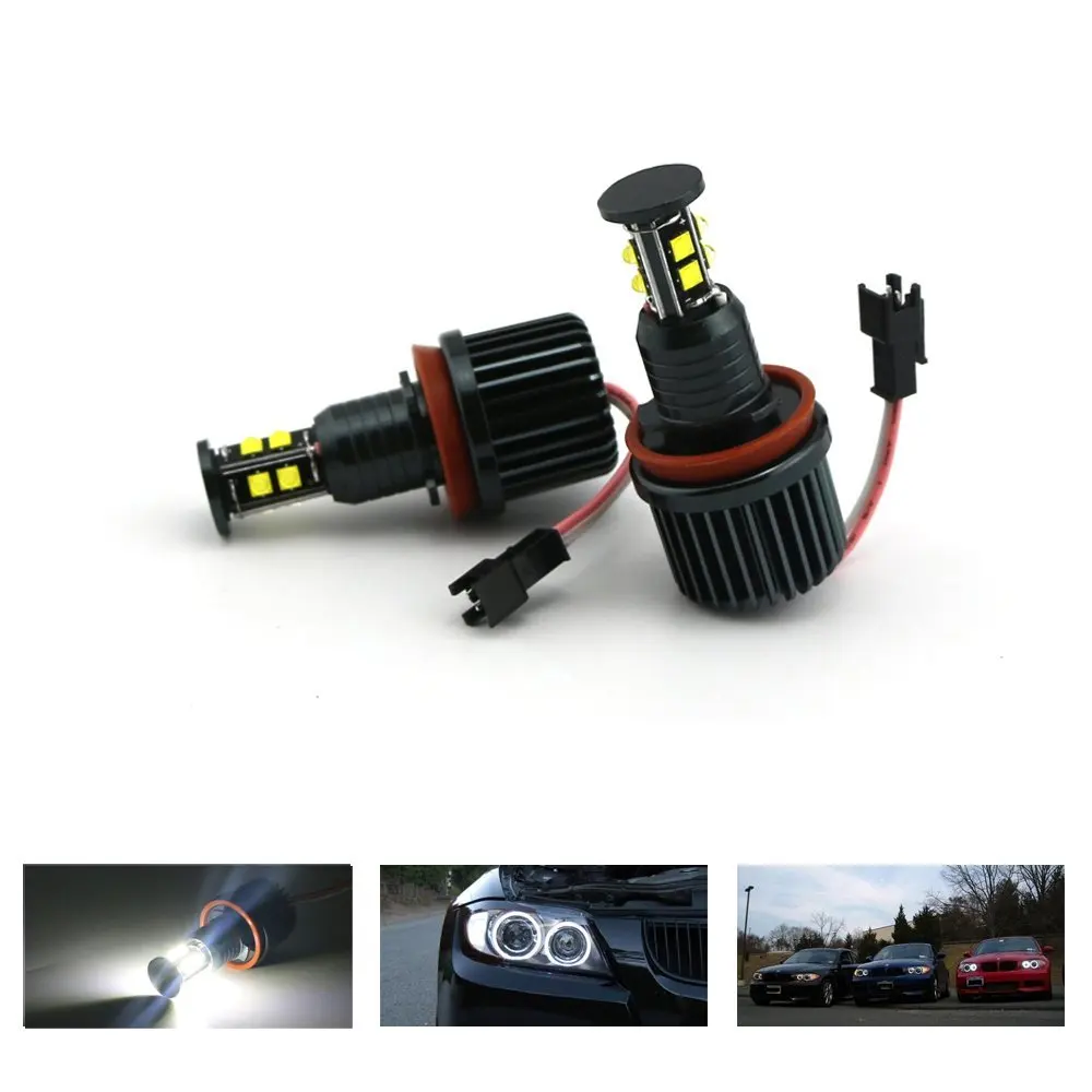 

Canbus H8 80W Xenon White 6000K Halo LED Marker Angel Eyes No Error for BMW E60 E82 E87 E90 E92 528i 535i 550i M5 E63 E64 650i