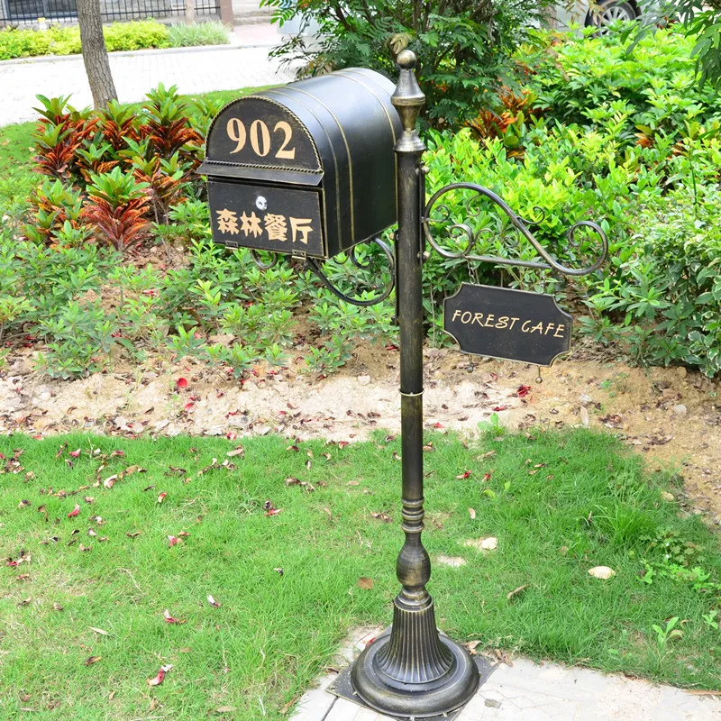 

Metal Stand Mailbox For Villa Garden Park Outdoor Newspaper Letter Box Full Sets Retro Classic Postbox F6017