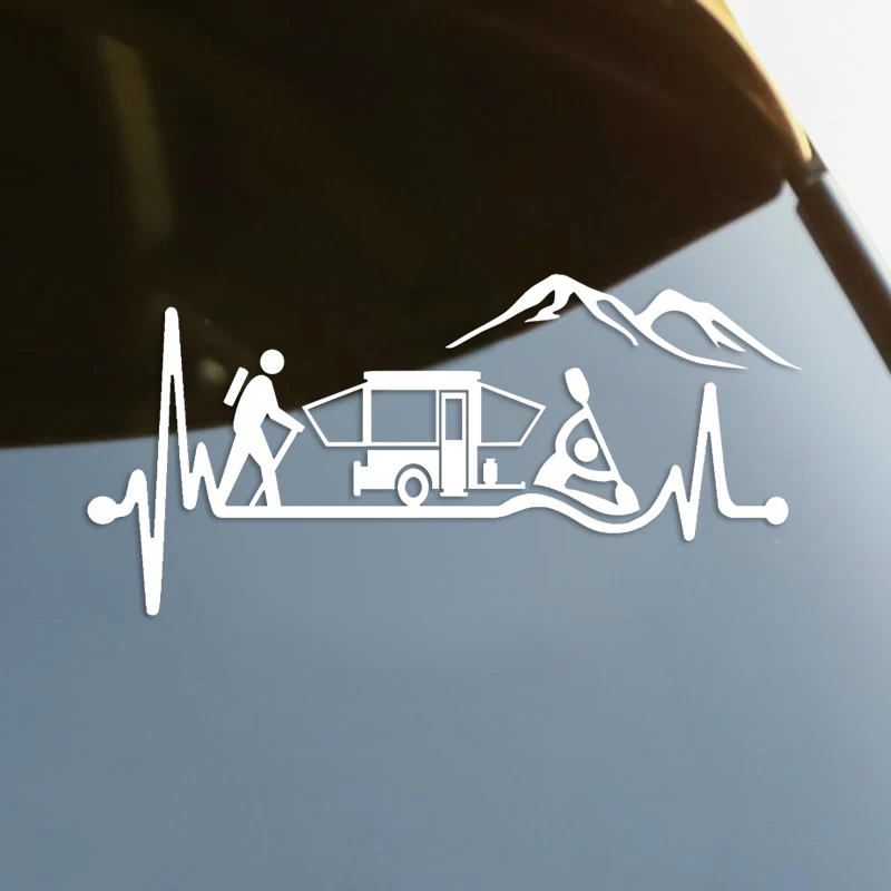 

Hiker Hiking Popup Camper Kayak Die-Cut Vinyl Decal Car Sticker Waterproof Auto Decors on Car Body Bumper Rear Window #S60368