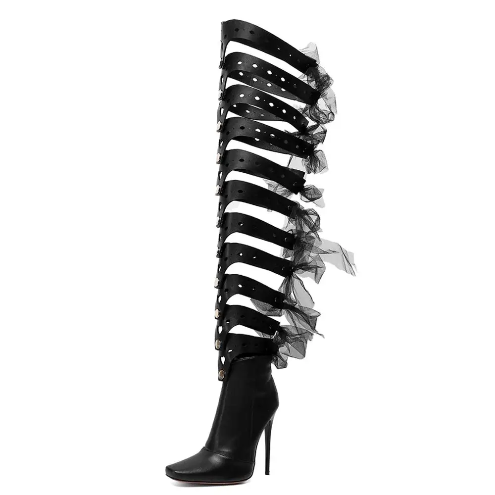 Super High Stiletto Sexy Over-The-Knee Boots Pointed Belt Spring And Summer Cool Boots Autumn Nightclub Performance Women's Boot