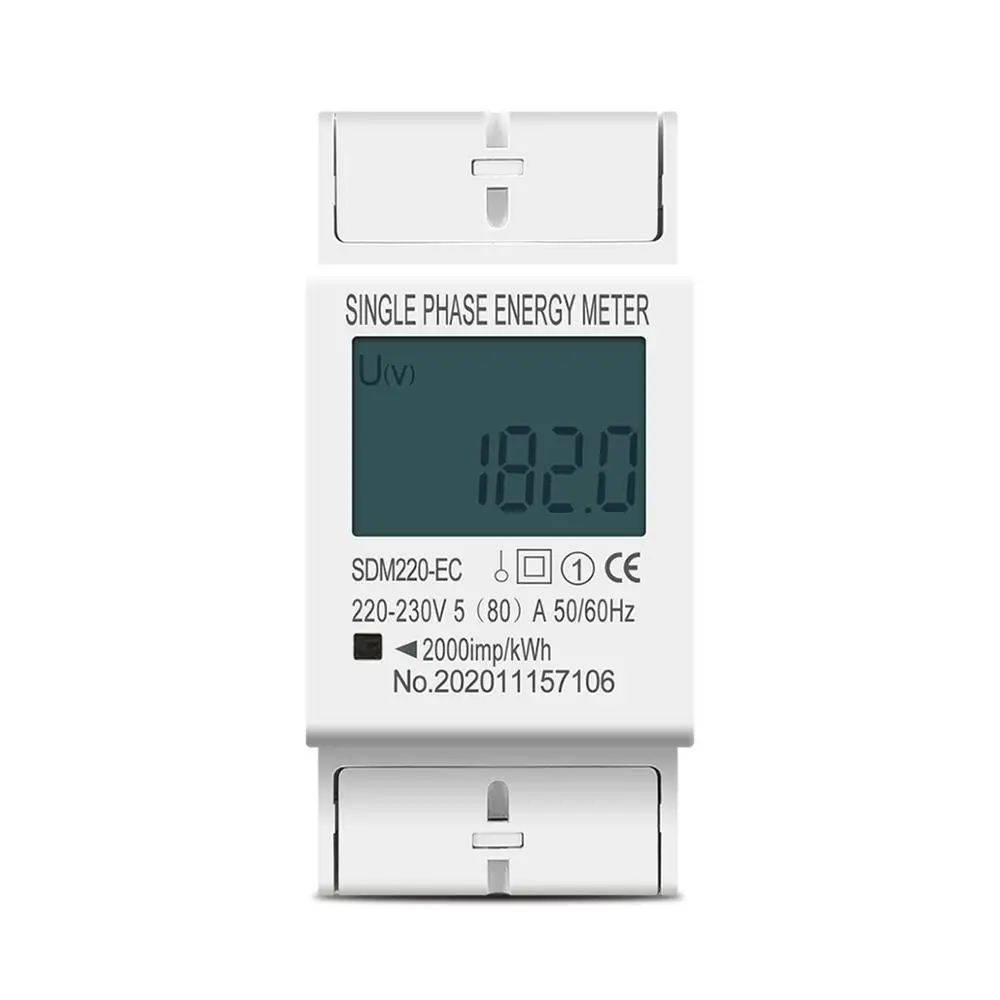 80A Din rail Single Phase Two Wire AC 220V 230V 50Hz/60Hz LCD Digital Display Power Consumption Energy Electric Meter kWh