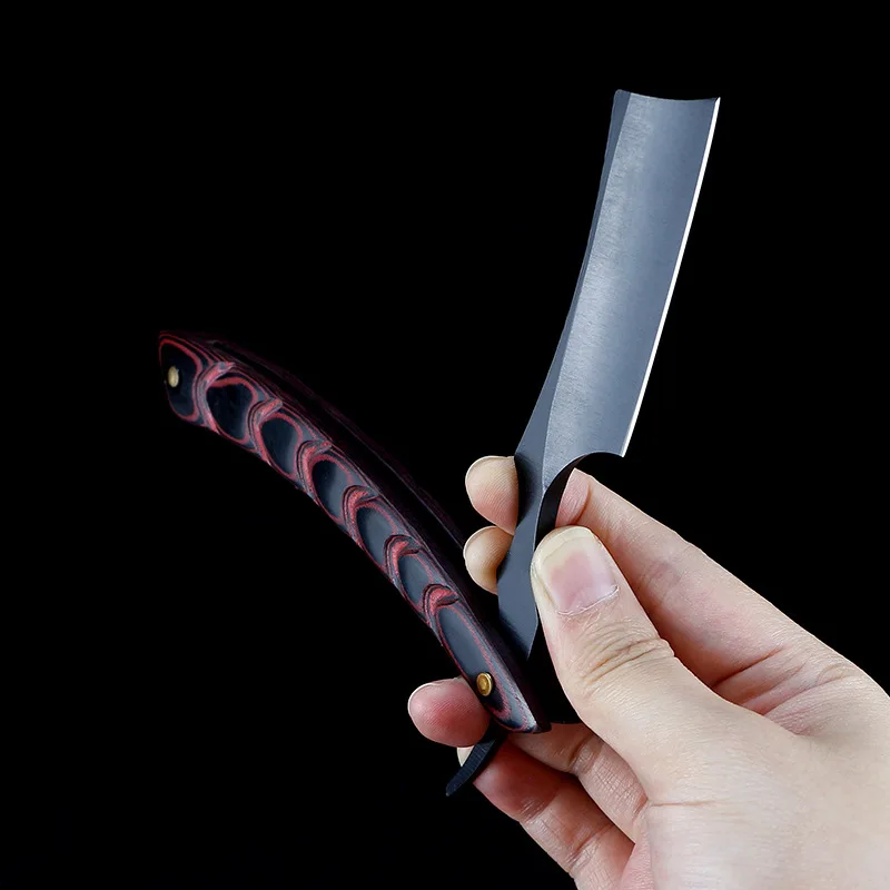 Manual de madeira Handle barbear para homens, alta qualidade, barbeiro profissional, corte do cabelo, mudar o tipo de lâmina, faca de barbear