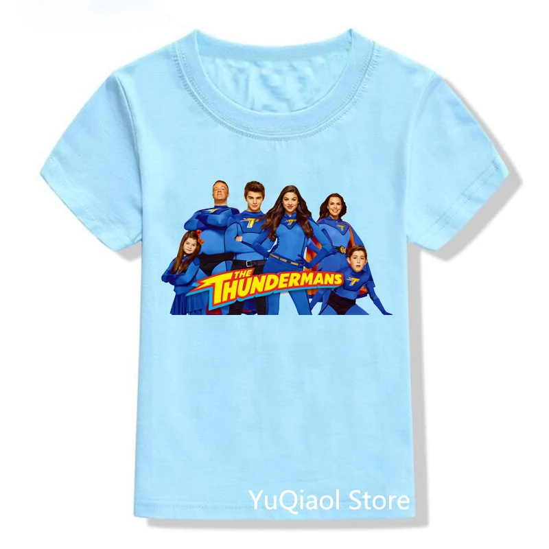 High Quality Summer Boys T-Shirts Blue T Shirt The Thundermans Cartoon Tshirts for Children Kids Clothes Camisetas Drop Shipping