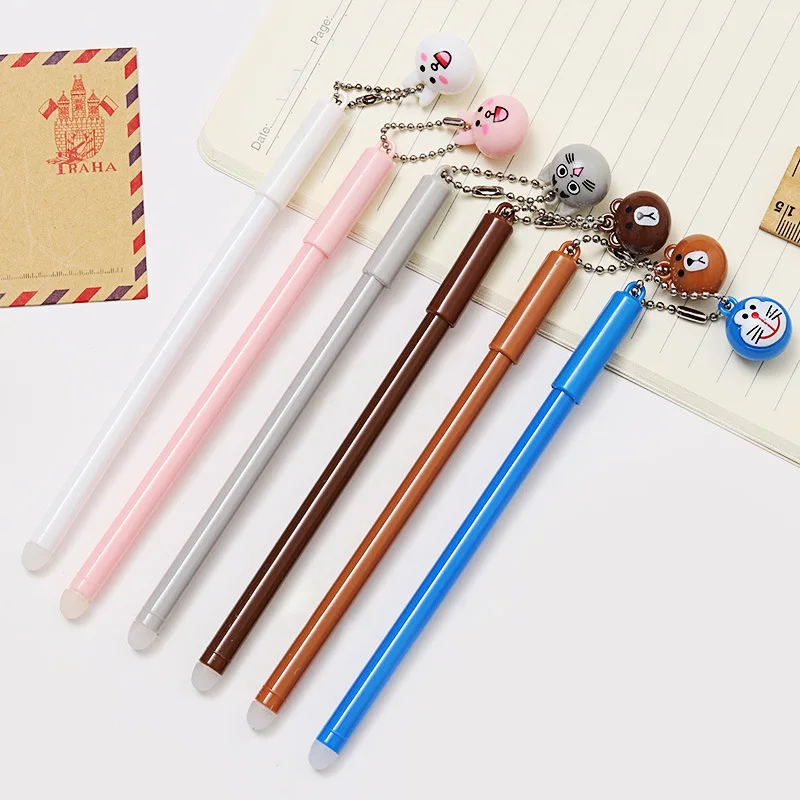 30pcs creative stationery cartoon cute pendant head neutral pen black water pen office signature pen student stationery