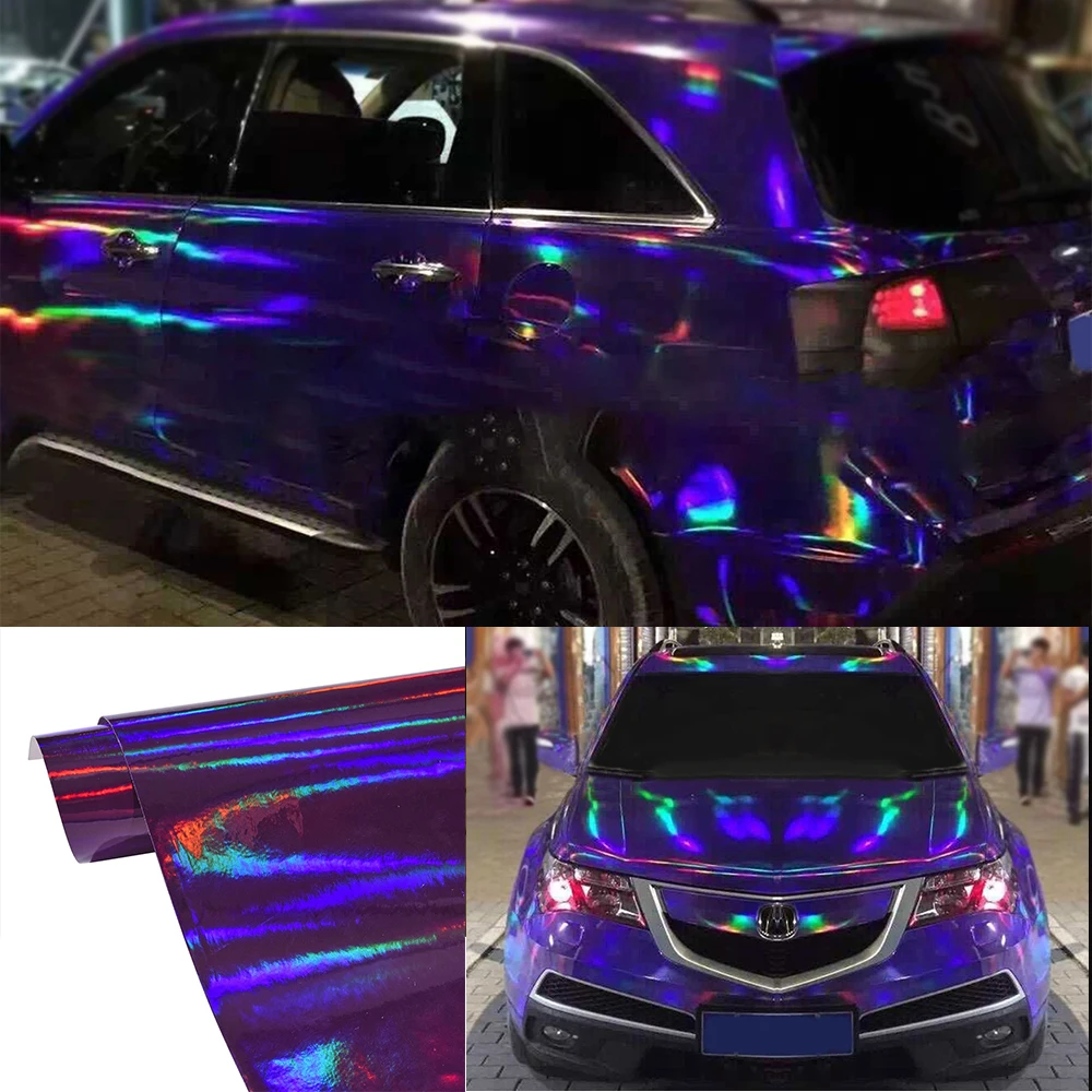 Holographic Laser Chrome Stickers Car Interior Body Wrap Vinyl Film Sheet Decals 20cm/30cm/50cm