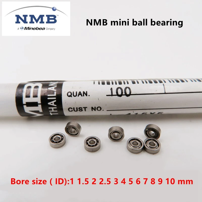 50 Stück NMB Minebea hochwertige Lager, Bohrungsgröße (ID) 1 1,5 2 2,5 3 4 5 6 7 8 9 10 mm, Miniatur-Rillenkugellager – Detail 1