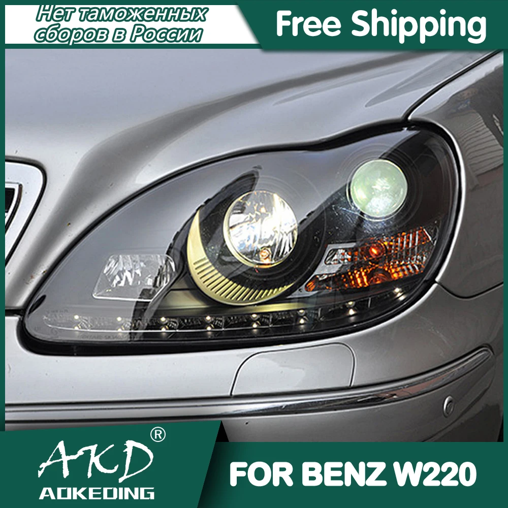 

For BENZ W220 Headlights 1999-2005 DRL Day Running Light LED Bi Xenon Bulb Fog Lights Car Accessory S320 S350 S500 Head Lamp