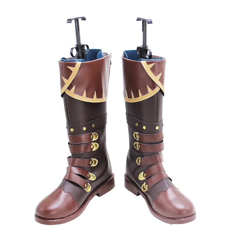 Game Genshin Impact Diluc Cosplay Boots Shoes Leather Shoes Comic-Con Cosplay Accessorie Halloween Party Shoes