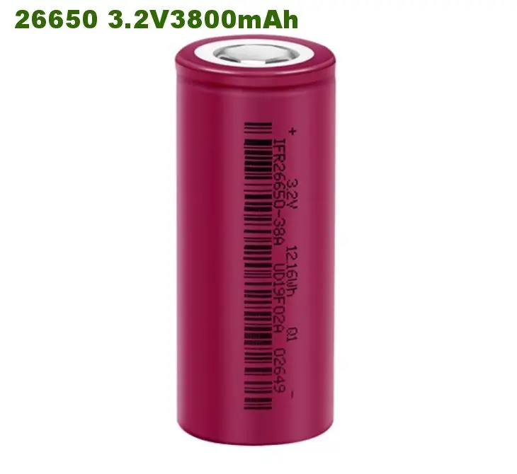 26650 Lifepo4 Cylindrical 3800mAh High Energy Density Rechargeable Battery for EV Solar Energy Storage System Trolly Golf Cart