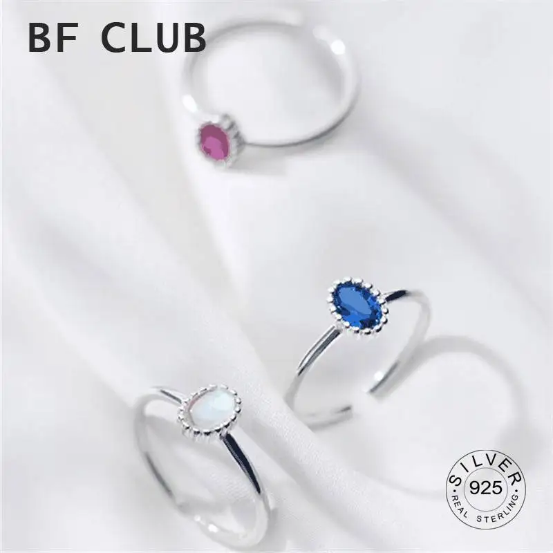 BF CLUB-Bague Rectangle en Argent pour Femme, Bijoux Fins, Mignon, Minimaliste, Accessoires, Cadeau, Document, Bleu, Zcomprend, Mode