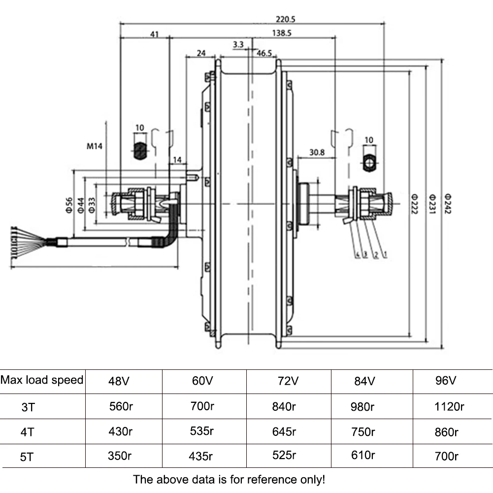 Electric Bicycle Rear Wheel Motor, E-bike Conversion Kit, Brushless Hub Motor, Mountain Dirt Bike Motor, MXUS V3, 72V, 3000W