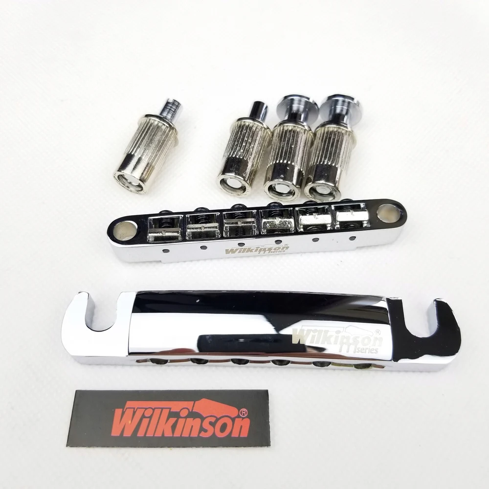 Original Wilkinson Chrome Silver Tune-O-Matic Style Electric Guitar Bridge For Lespaul LP SG Guitar WOGT1+WOGB2