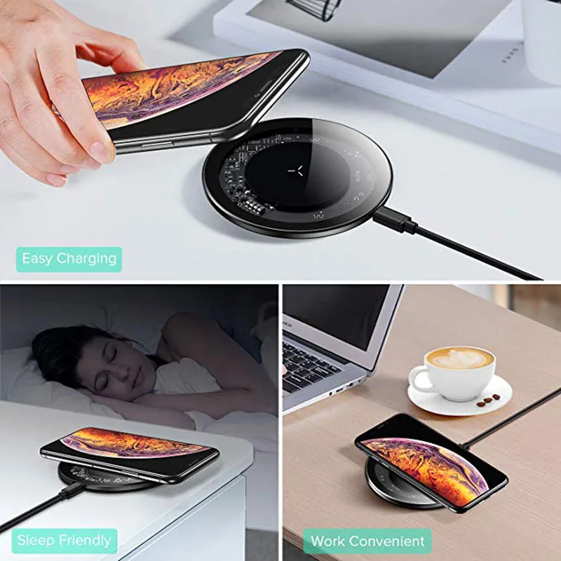 10/7.5/5W Wireless Charger Qi Fast Wireless Charging Pad For iPhone 11 Xs Max X 8 qi charger Adapter Receiver For Samsung S10 S9