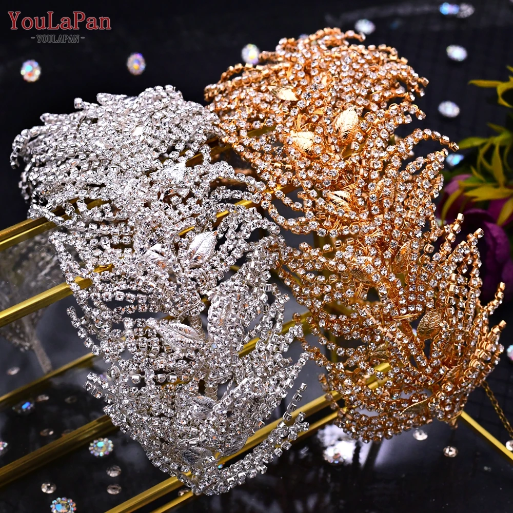 YouLaPan HP386 Shiny Rhinestones Headband Bridal Headpiece Wedding Hair Accessories for Bride Women Tiara Handmade Hair Jewelry