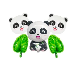 5Pcs Panda Balloon Cartoon Animal Green Leaf Forest Theme Balloon Globos Children Birthday Party Decoration Kids Toys Balls16pc