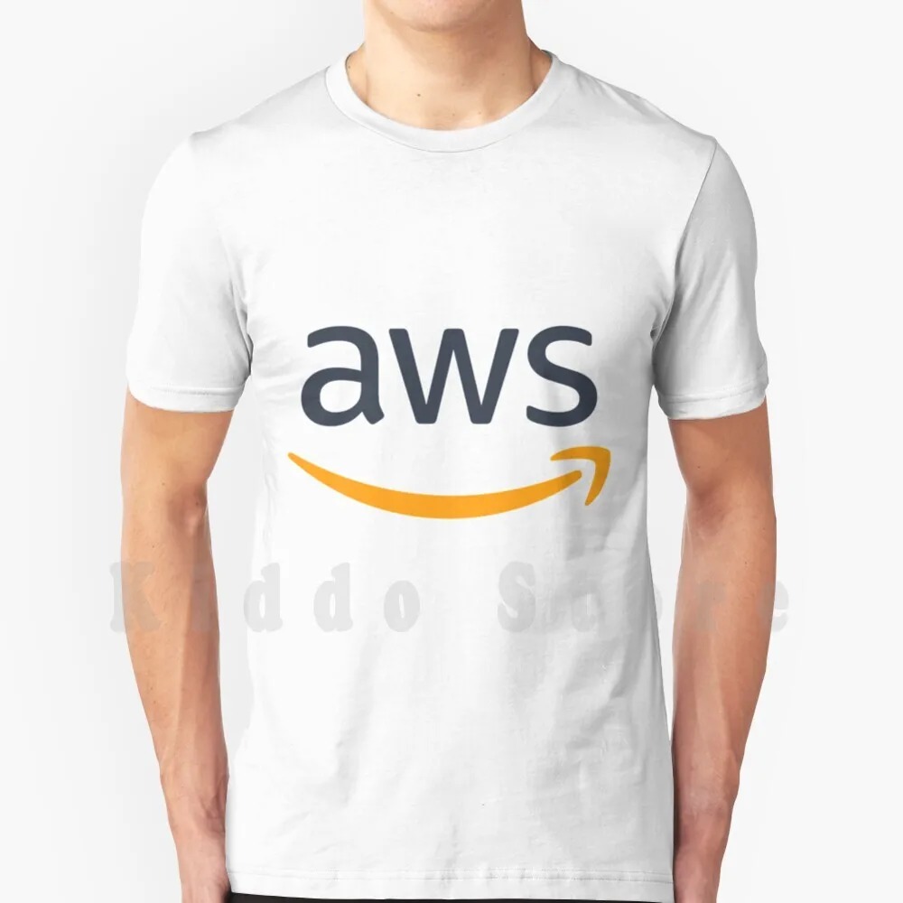 Aws Logo T Shirt Cotton Men DIY Print Cool Tee Web Services Apis Cloud Nerd Geek Ecommerce Hacker Tech