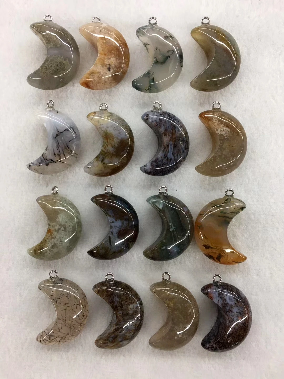 

Wholesale 10pcs/Pack Natural Ocean Agate Dendritic Agate Bead Pendant,Moon Shape Gem Stone Jewelry Necklace DIY,30x12mm