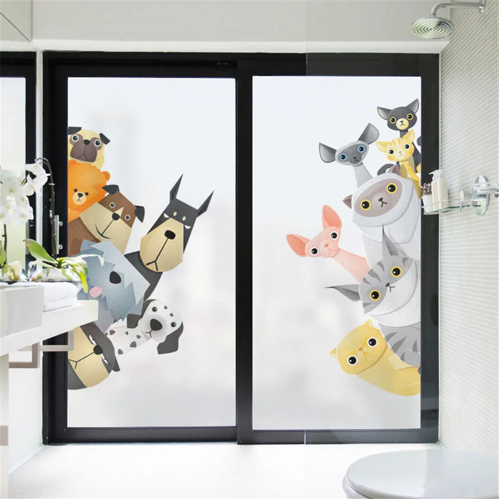 Película estática para ventana de privacidad, Control de calor, bloqueo UV, pegatina de vidrio para ventana, película esmerilada para ventana de gato y perro