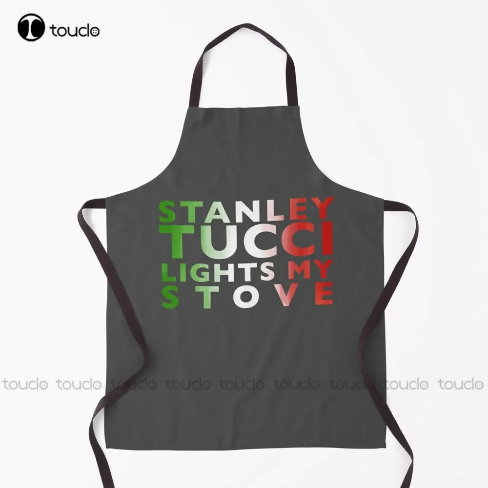 Stanley Tucci Lights My Stove Apron Aprons  Personalized Custom Cooking Aprons Garden Kitchen Household Cleaning New