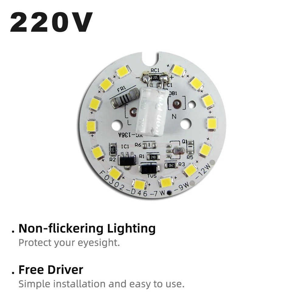 10pcs/Lot AC220V SMD2835 LED Chip 3W 5W 7W 9W 12W 15W 18W 24W Free Driver 100LM/W Light Beads 80RA Non-flickering for LED Bulbs