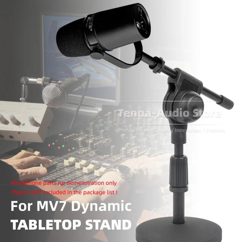 Adjustable Desktop Recording Mic Holder Desk Bracket Compatible With Shure MV7 MV 7 MV7x MV7+ + Tabletop Mount Microphone Stand