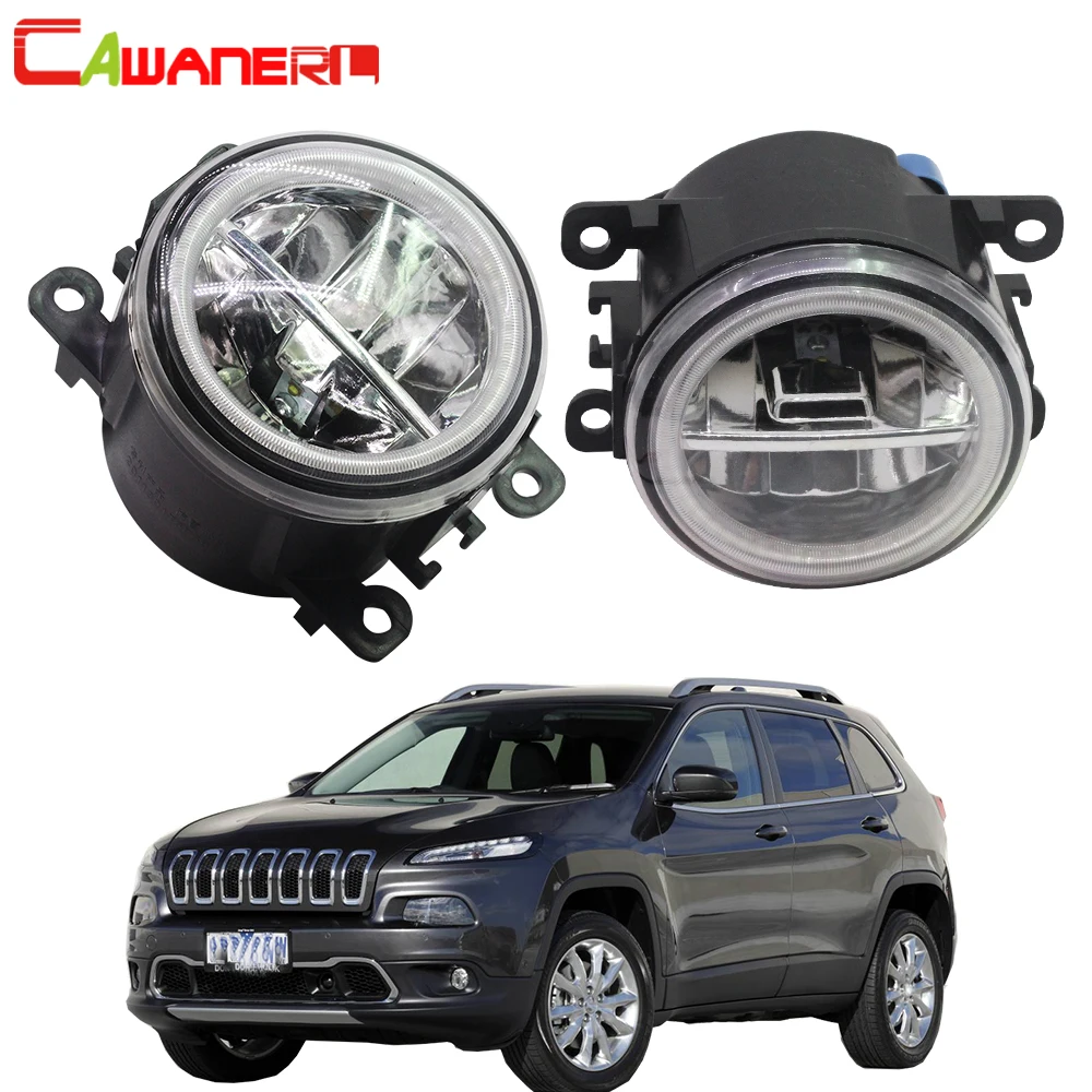 

Cawanerl Car 4000LM LED Bulb Fog Light + Angel Eye DRL Daytime Running Light H11 12V For Jeep Cherokee KL 2014 2015 2016