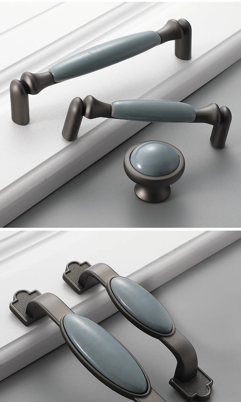 WV Blau Grau Keramik Schrank Möbel Hardles Wardrob Griff Tür Knosb Schrank Zieht Mediterranen Stil Schrank Tür Hardware – Detail 20