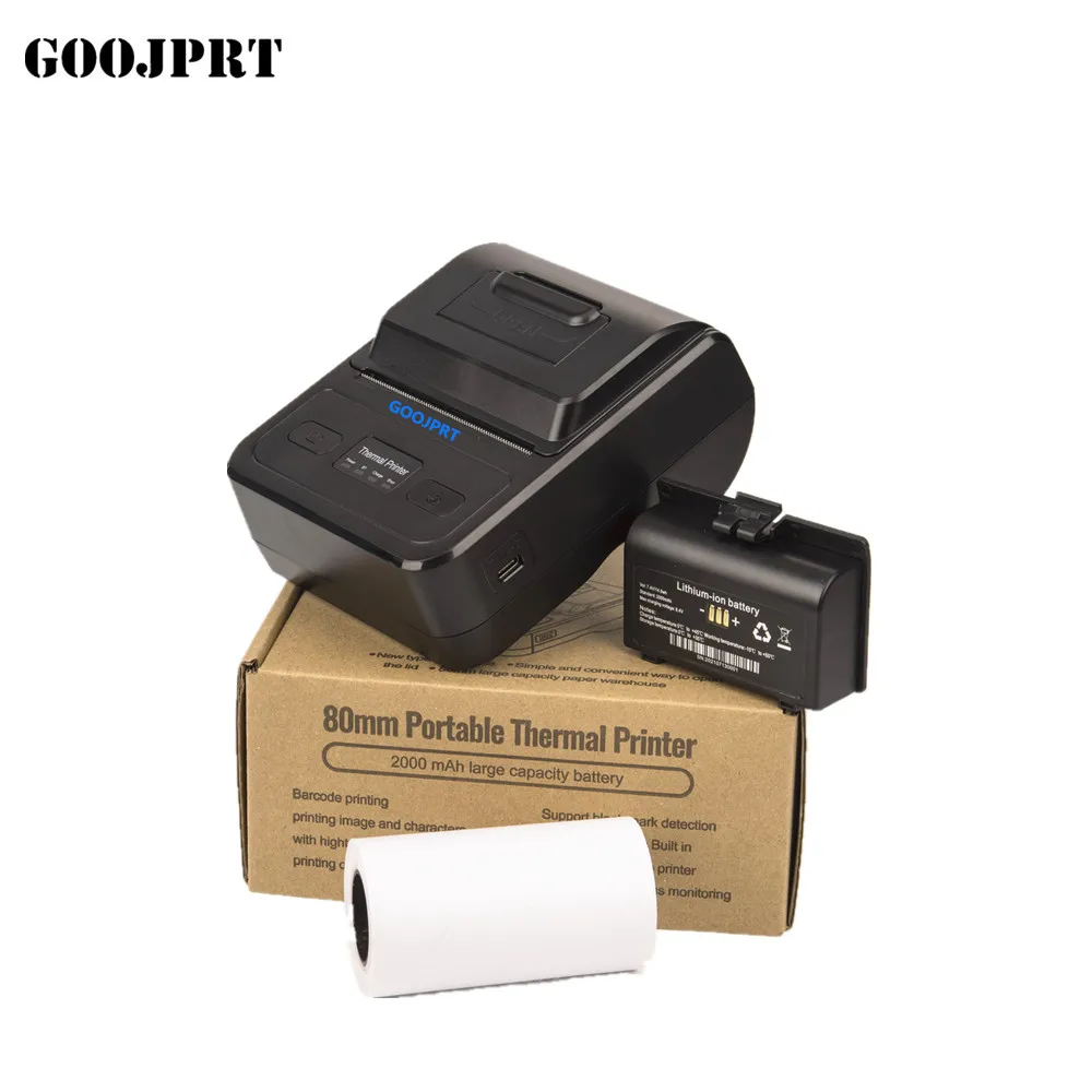 80mm Type-C Thermal Receipt Printer USB+Bluetooth Interface Portable Wireless Label Maker 2 in 1 Mini Thermal Printer