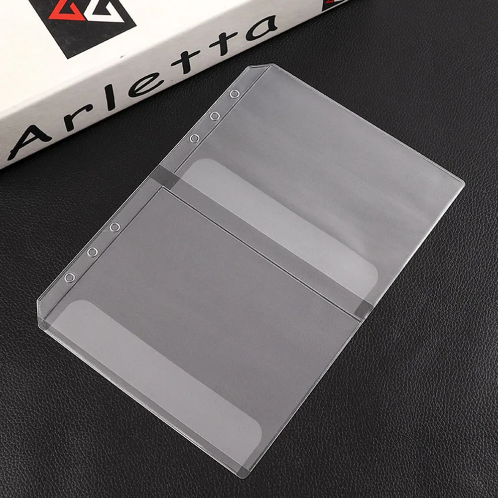 5pcs/Set  A5 A6 Transparent Storage Cards Holder Accessories PVC For Binder Rings Notebook 6 Hole Loose Leaf Filing Storgae Bags