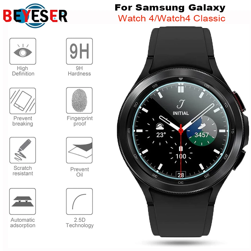 

4pcs Tempered Glass Film For Samsung Galaxy Watch 4 40mm 44mm Watch4 Classic 42mm 46mm HD Clear Full Screen Protector Film