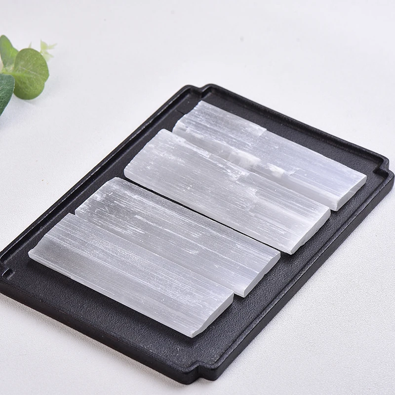 100% Natural White Selenite Plaster Slice Irregular Rectangle Quartz Crude Reiki Specimen Point Healing Stones Collection Gifts