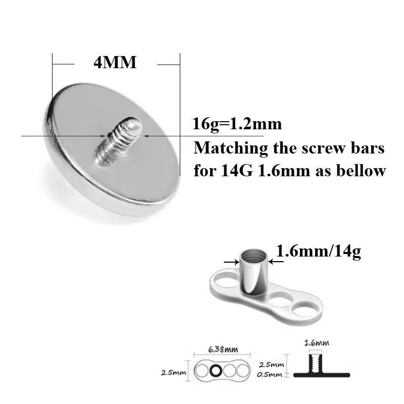 G23 Titanium Internally Threaded Surgical Steel Opal Balls Surface Barbell Micro Dermal Anchor Fashion Body Piercing Jewelry 14G