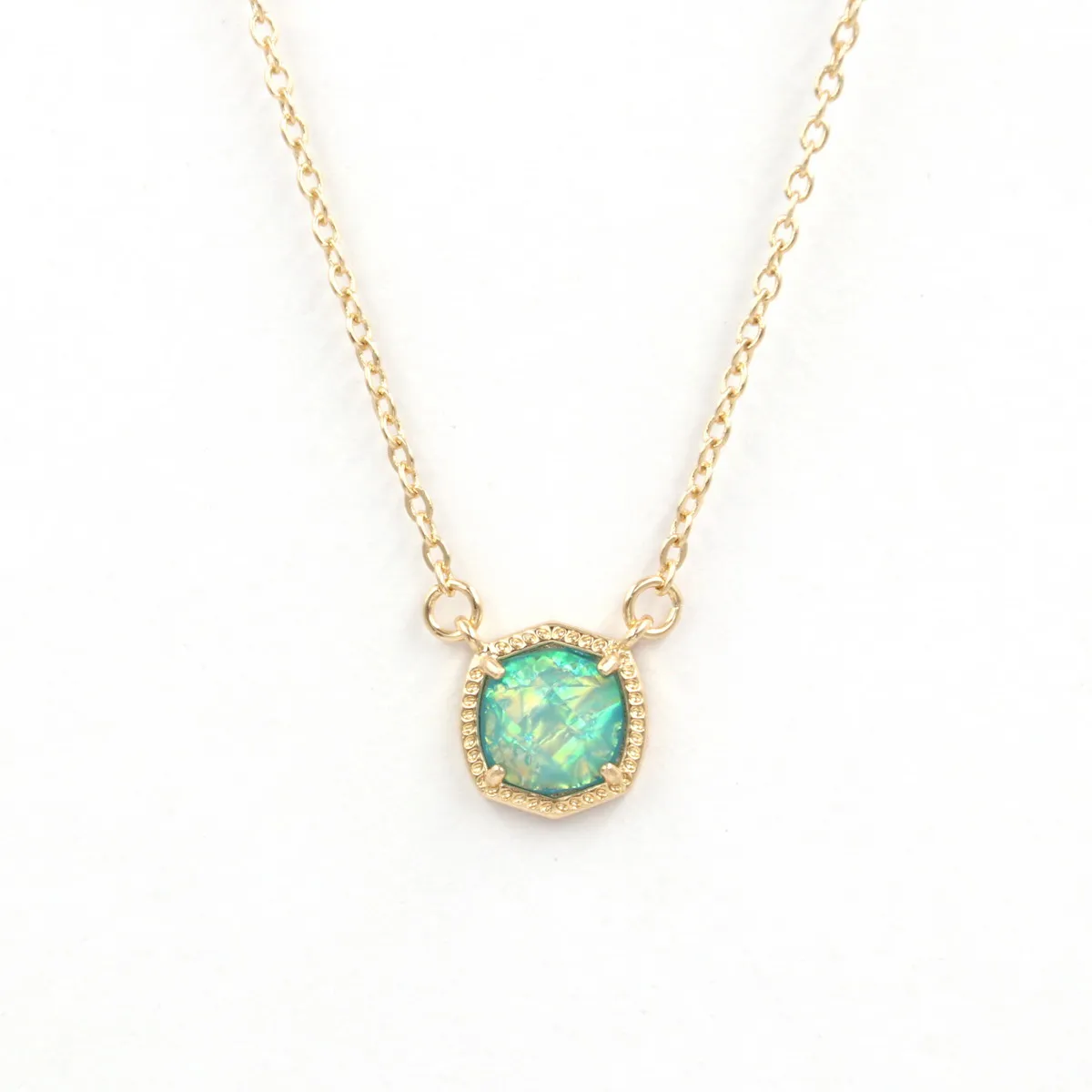 New Simple 5 Colors Geometric Candy AB Crystal Hexagon Pendant Necklace For Women