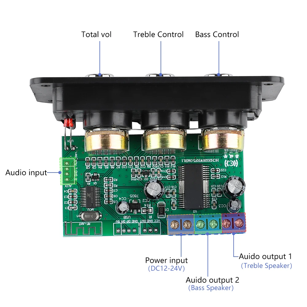 AIYIMA-Amplificador De Potência Subwoofer Bluetooth 5.0, 30W, Coluna De 8 Ohms, Amplificador De Som, Amplificador Mono, Tweeter, Controlo Remoto AUX