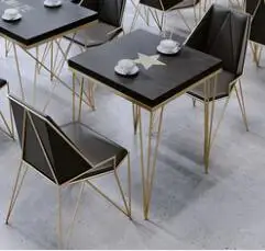 Solid wood milk tea dessert shop dining table and chair modern simple restaurant cafe Ins bar table and chair combination